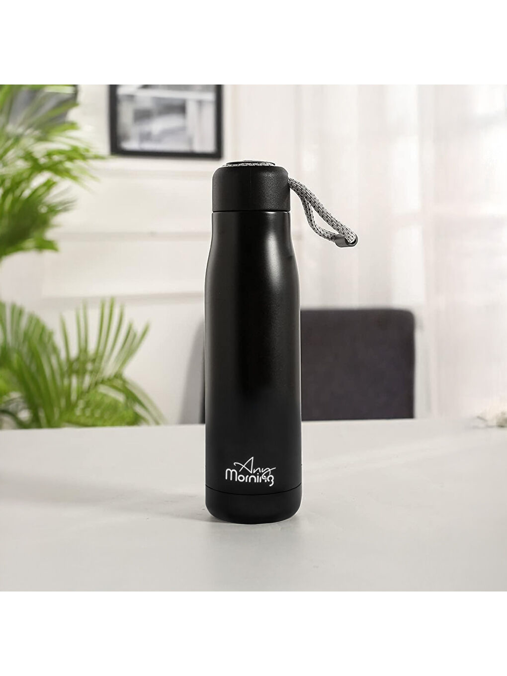 600 ml Paslanmaz Çelik Termos, Çift Katmanlı, Sızdırmaz Kapaklı, Siyah BA21547-2