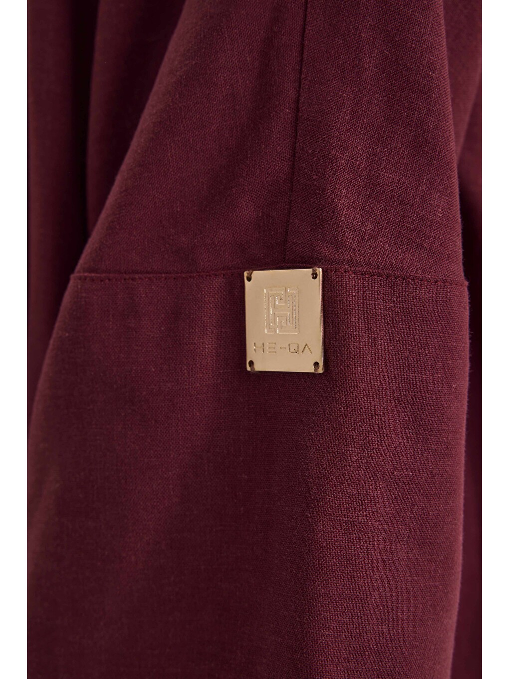 Nervür Detaylı Keten Abaya Bordo-4