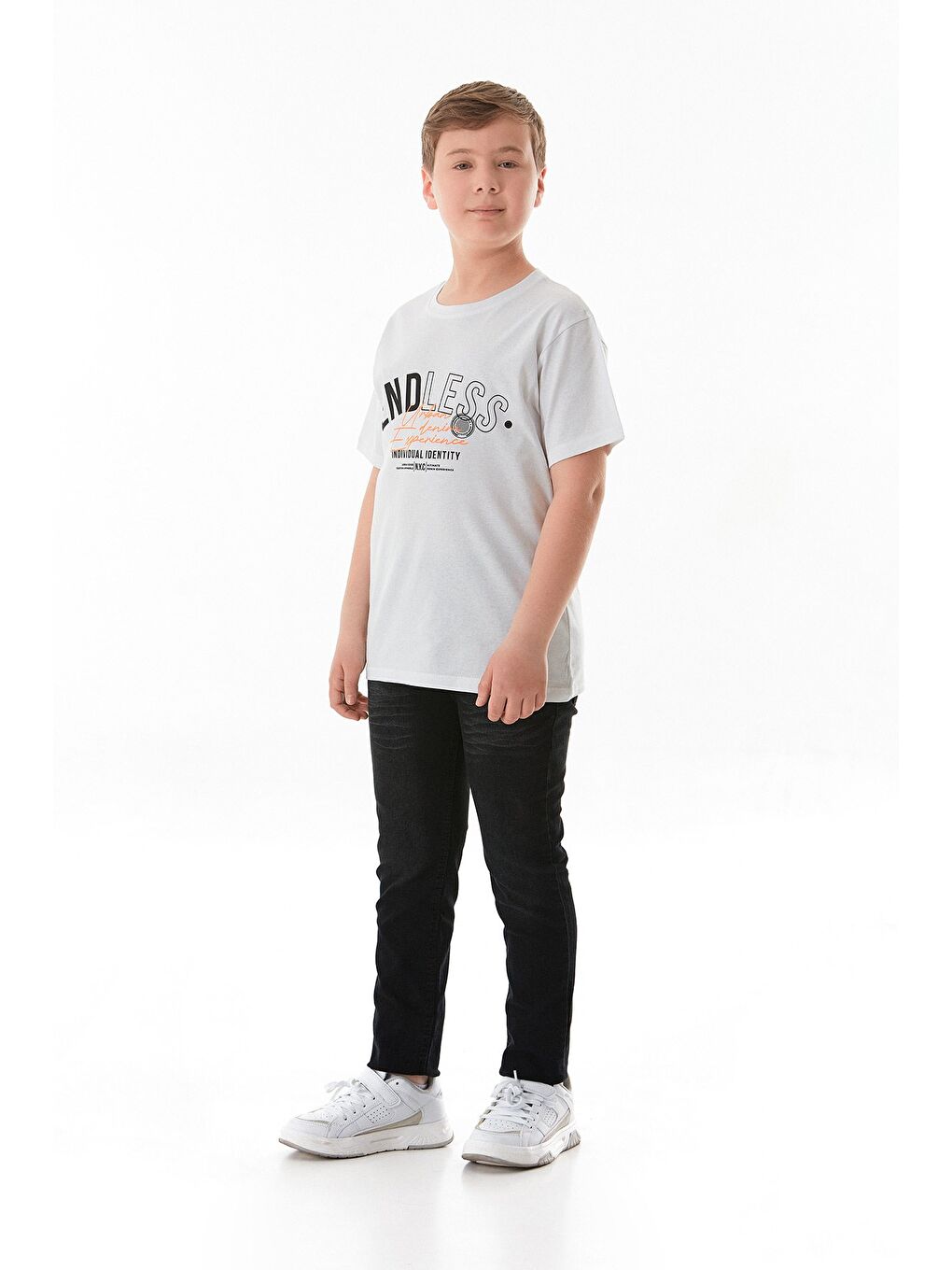 Beyaz Endless Yazı Baskılı Erkek Çocuk Tişört-2