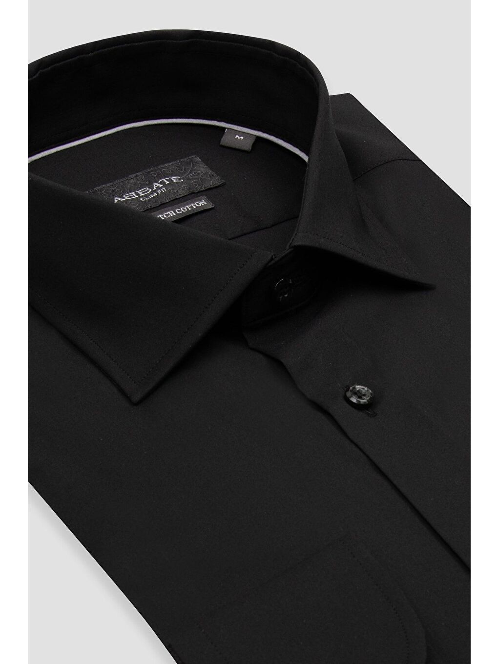 Enzo Poplin Stretch Pamuk Karışımlı Slim Fit Siyah Klasik Yaka Erkek Düz Gömlek-1