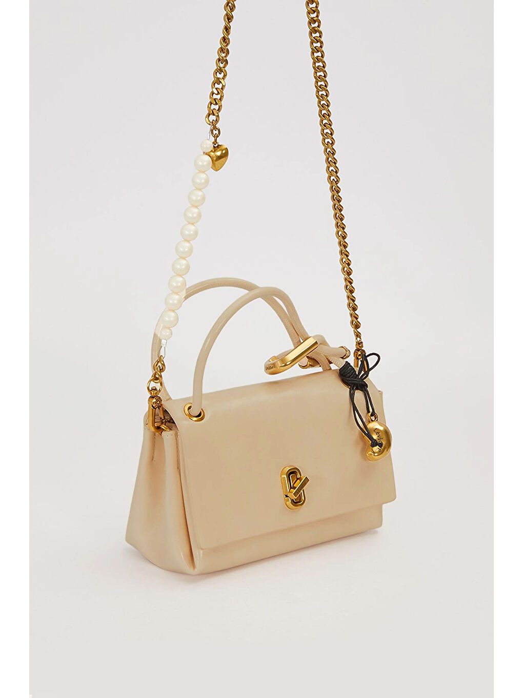 3 Bölmeli Büyük Boy Charm Detay Yumuşak Deri Çanta 930551 Bej-1