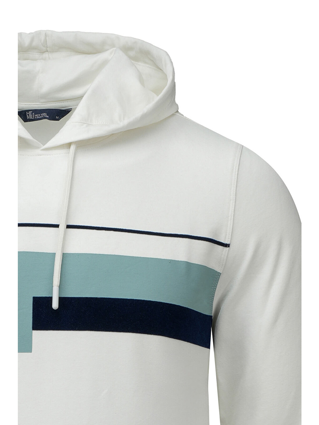 Beyaz Regular Fit Baskılı Kapüşonlu Sweatshirt-1