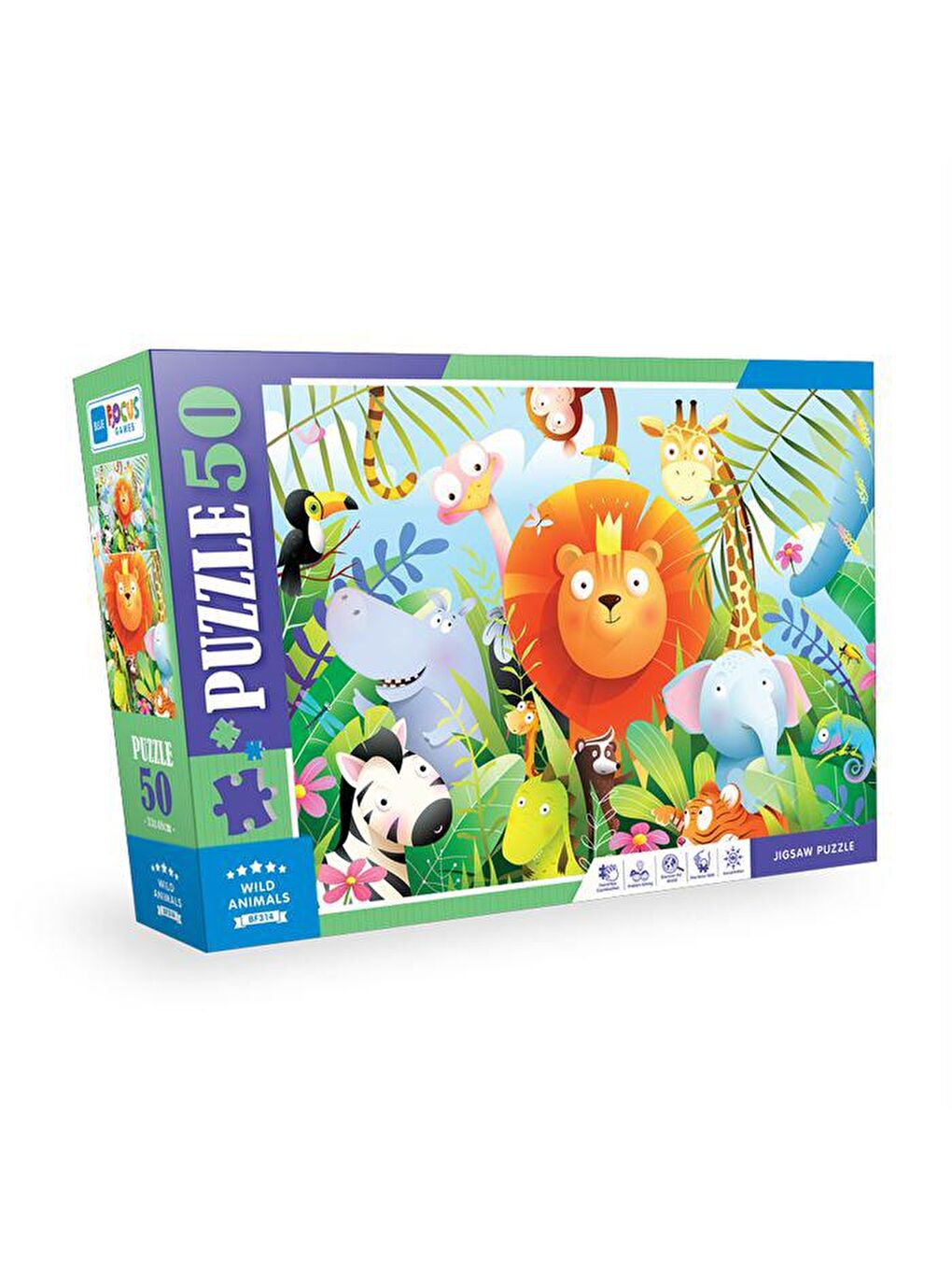 Blue Focus Karışık 50 Parça Puzzle Wıld Animals (Vahşi Hayvanlar)