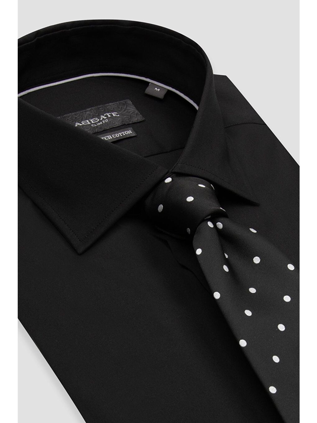 Enzo Poplin Stretch Pamuk Karışımlı Slim Fit Siyah Klasik Yaka Erkek Düz Gömlek-6