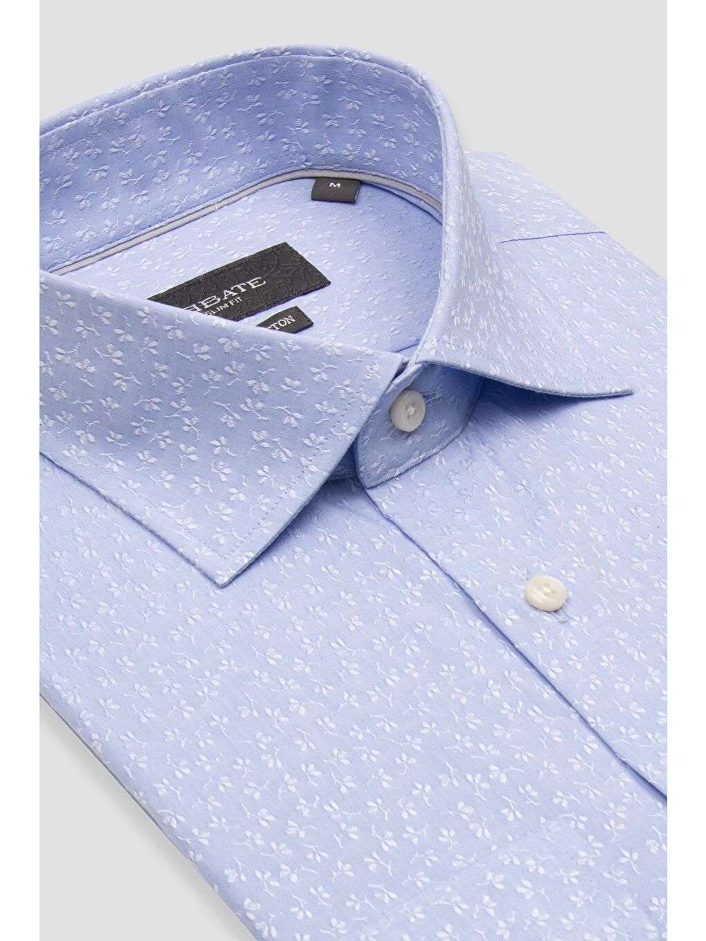 Donatello Jakar Pamuklu Slim Fit Açık Mavi Klasik Yaka Erkek Desenli %100 Pamuk Gömlek-1