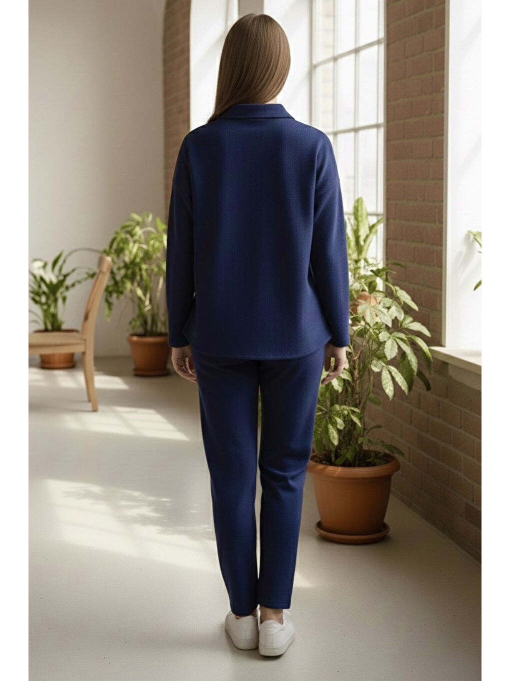 Geniş Kollu Modaal İkili Takım Lacivert - 28059-LACIVERT-2