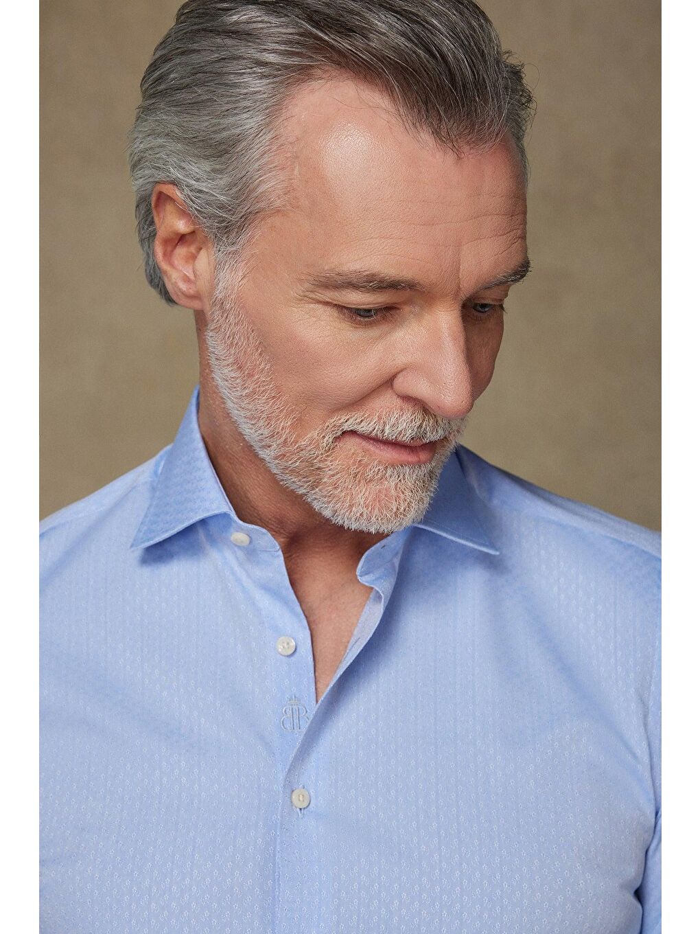 Donatello Jakar Pamuklu Slim Fit Açık Mavi Klasik Yaka Erkek Desenli %100 Pamuk Gömlek-3