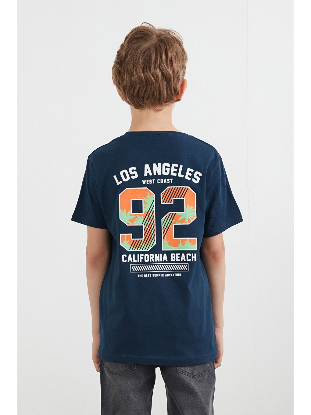 Lacivert Önü Ve Arkası 92 Baskılı Erkek Çocuk Tişört-3
