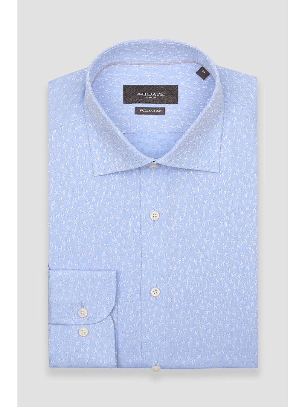 Donatello Jakar Pamuklu Slim Fit Açık Mavi Klasik Yaka Erkek Desenli %100 Pamuk Gömlek-4