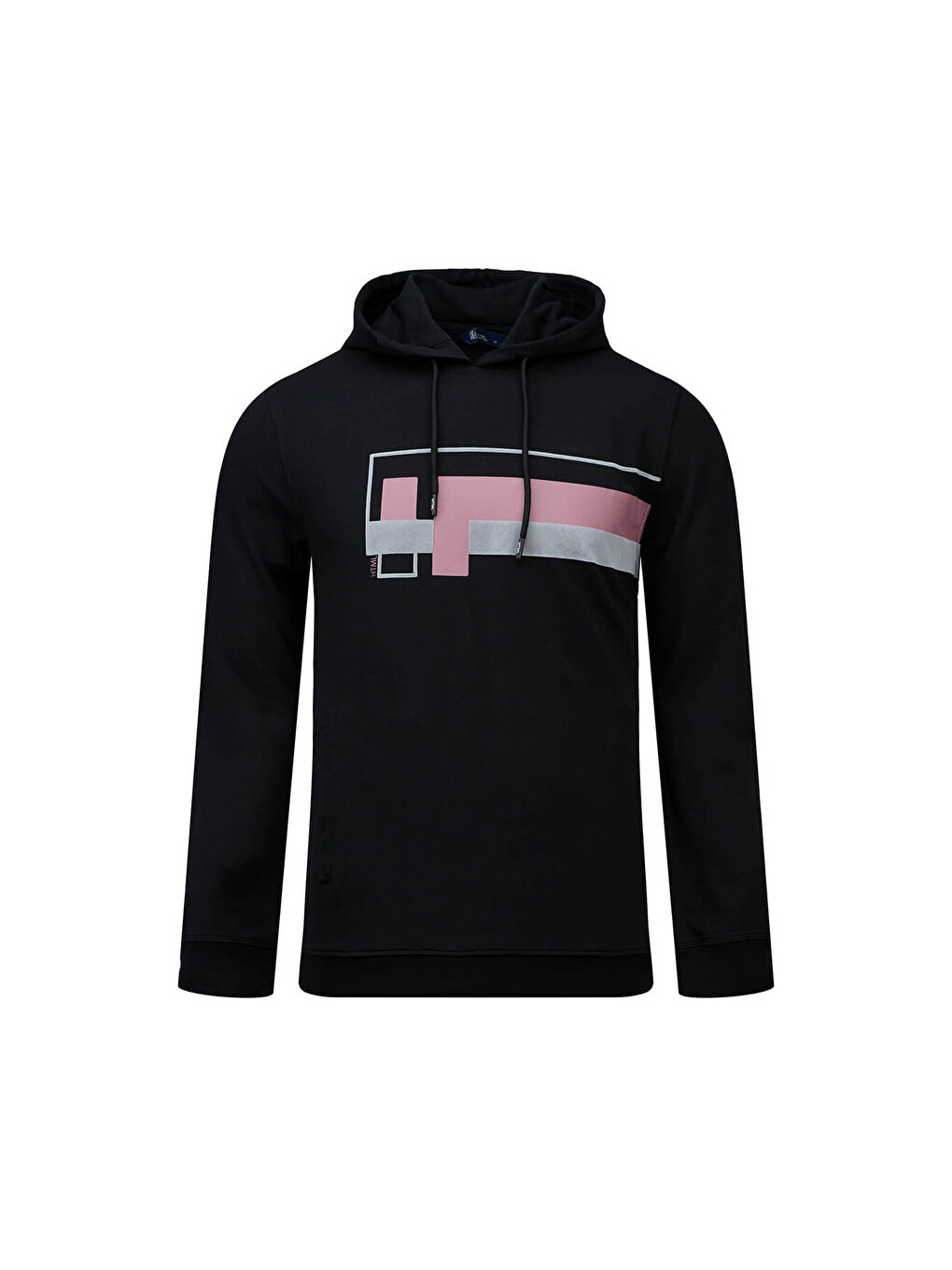 Siyah Regular Fit Baskılı Kapüşonlu Sweatshirt