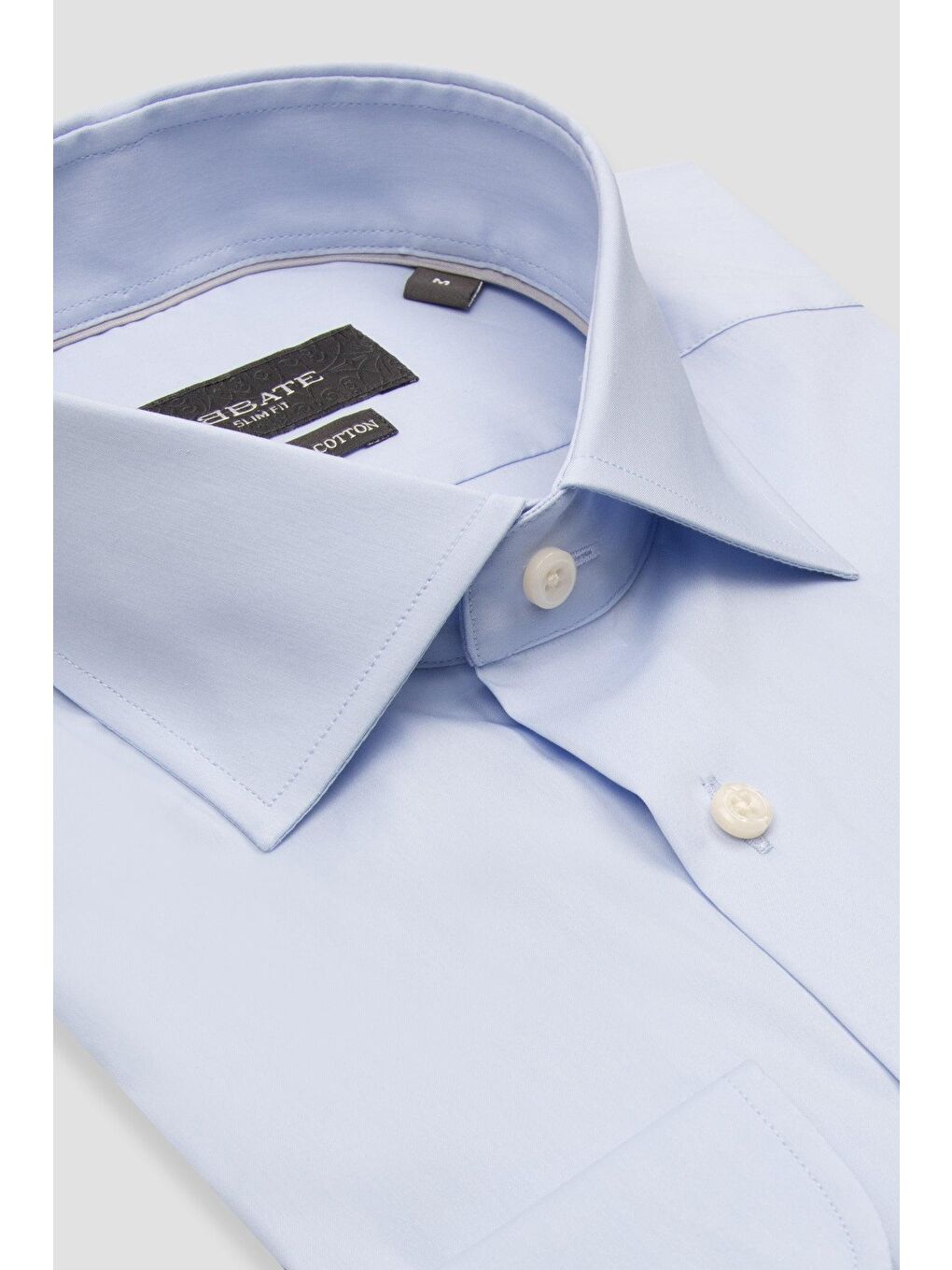 Enzo Poplin Stretch Pamuk Karışımlı Slim Fit Açık Mavi Klasik Yaka Erkek Düz Gömlek-1
