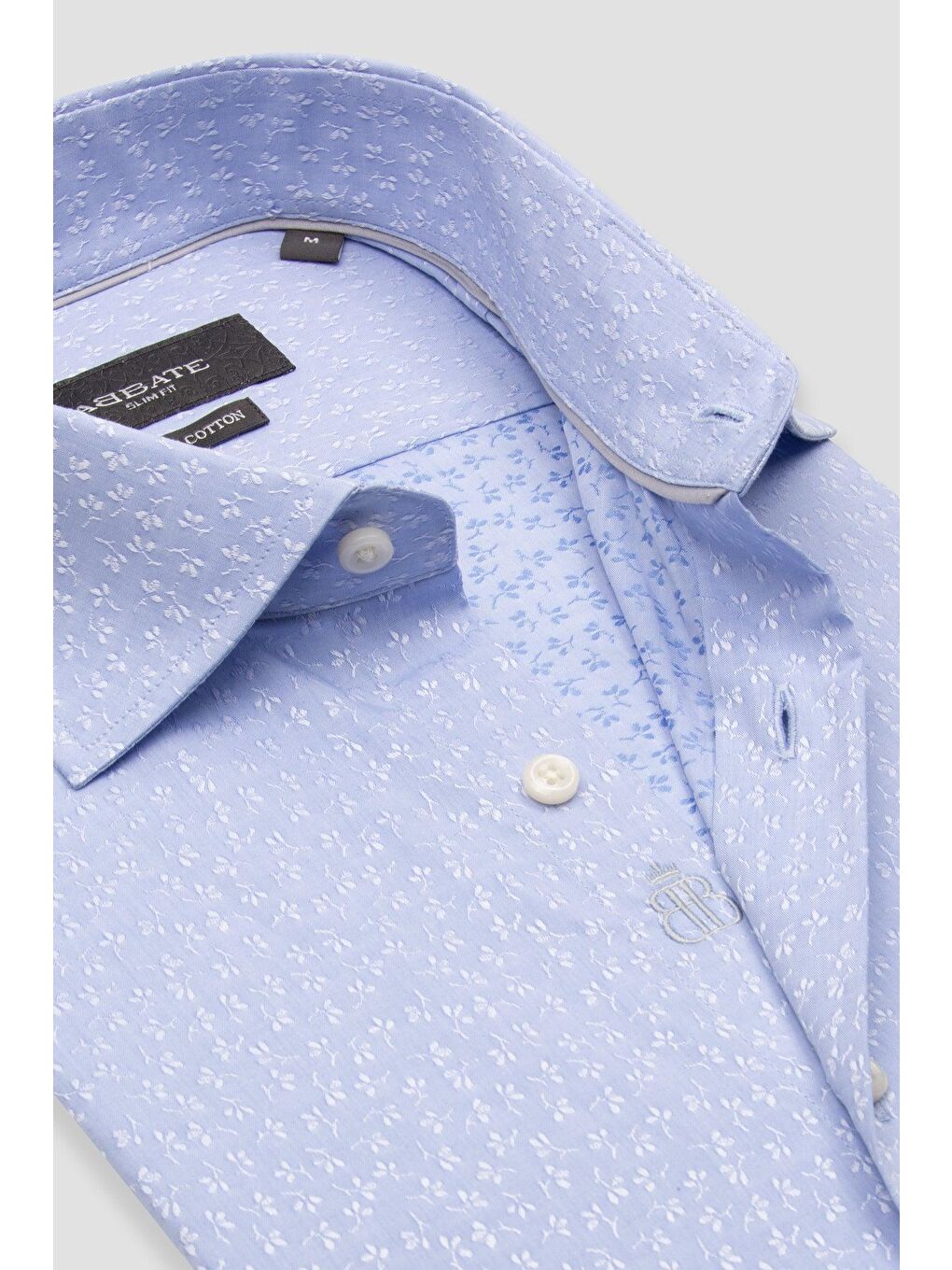 Donatello Jakar Pamuklu Slim Fit Açık Mavi Klasik Yaka Erkek Desenli %100 Pamuk Gömlek-5