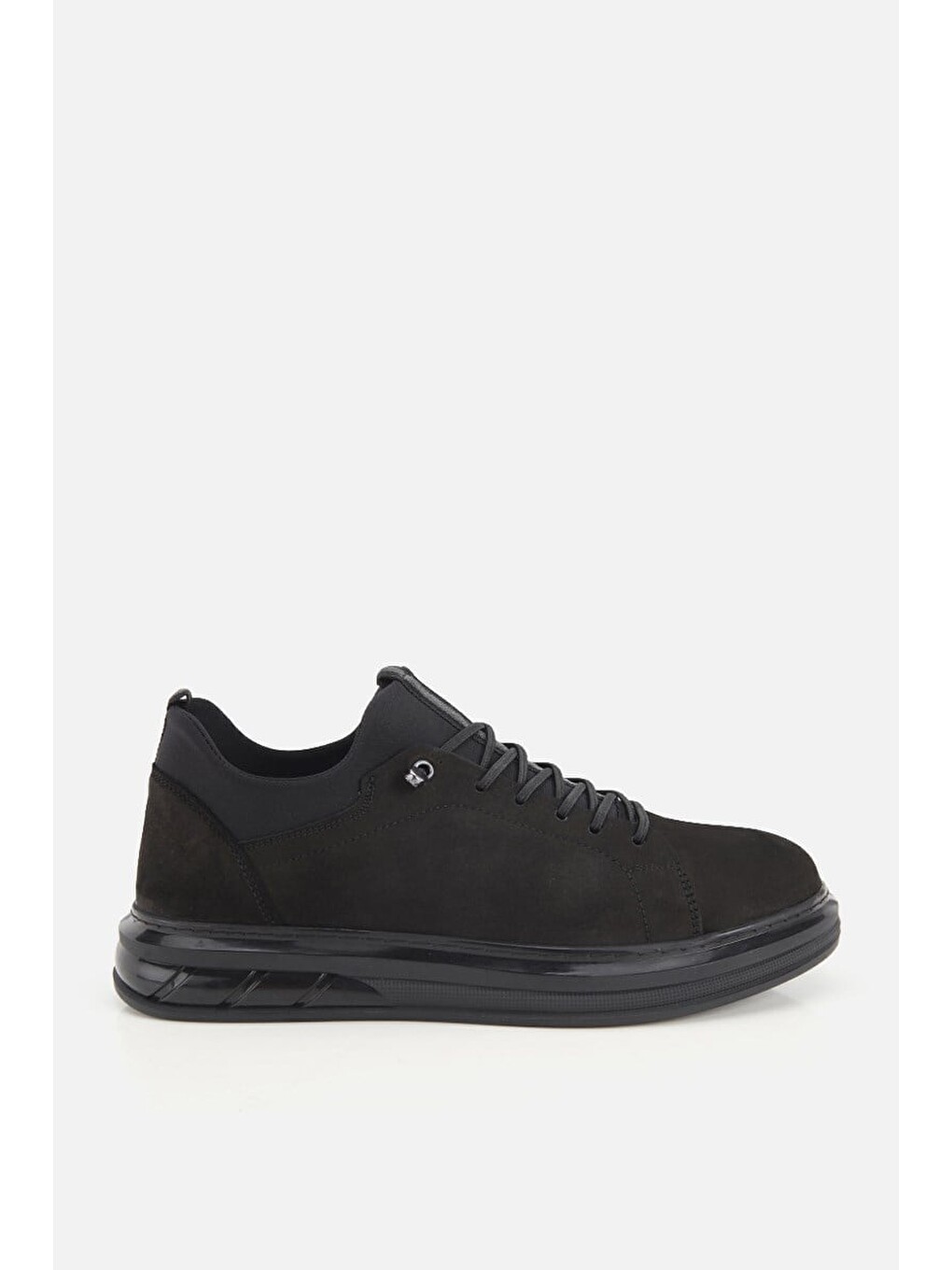 Erkek Siyah Nubuk Deri Bağcıklı Sneaker