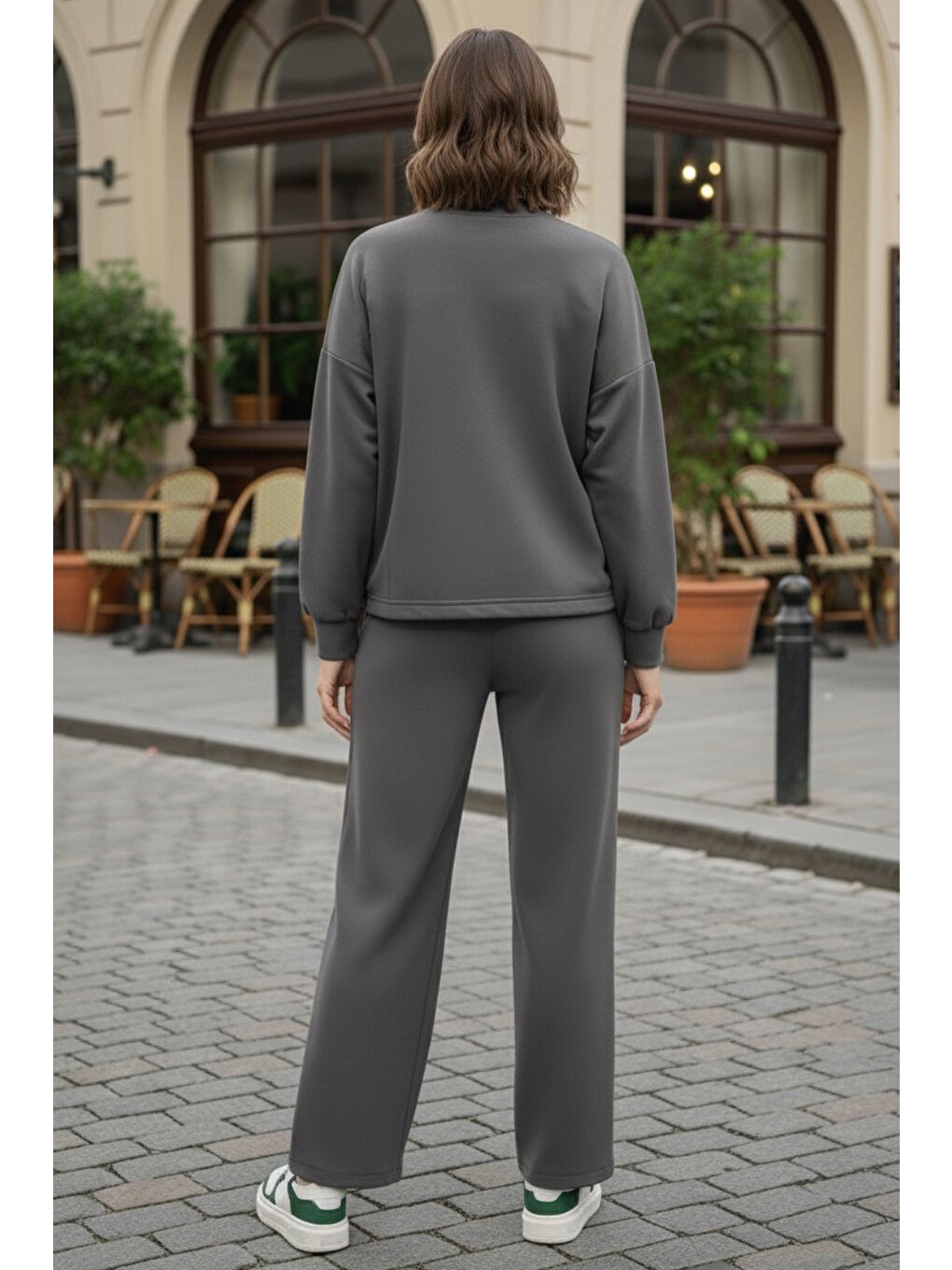 Gri Çıtçıtlı Modaal İkili Takım Füme - 28061-FUME-2