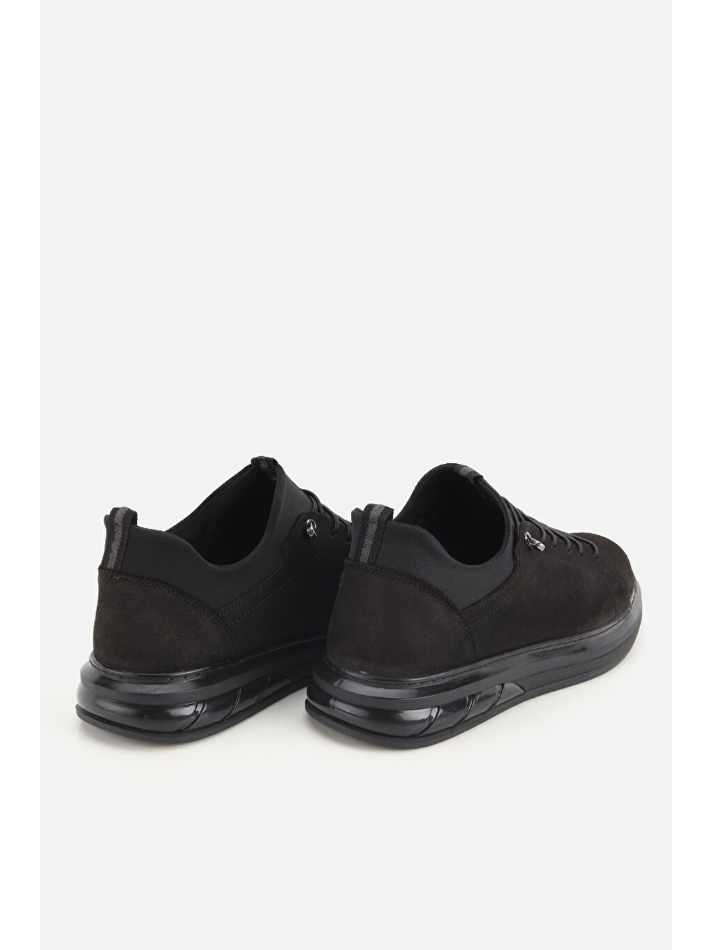 Erkek Siyah Nubuk Deri Bağcıklı Sneaker-3