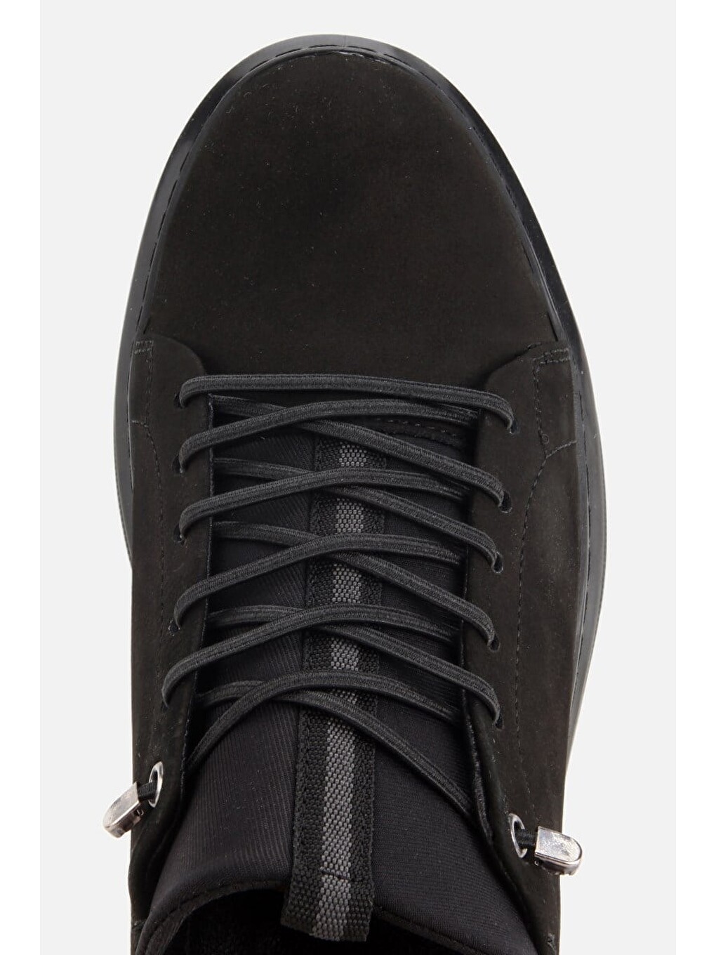 Erkek Siyah Nubuk Deri Bağcıklı Sneaker-4
