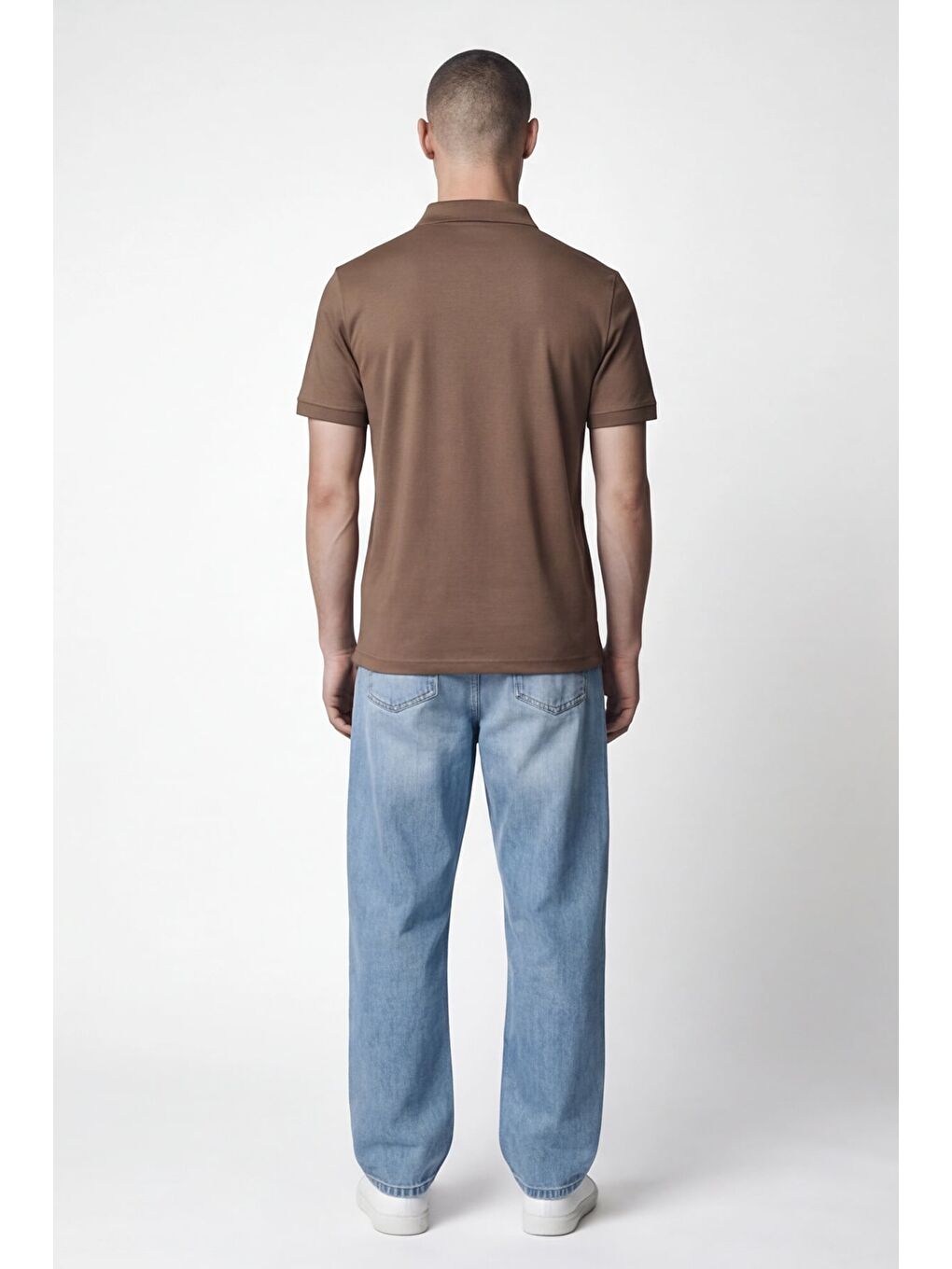 Kahverengi Giotelli Erkek Kahve Dar Kesim Slim Fit %100 Pamuk Kısa Kollu Düğmeli Polo Yaka Tişört-3