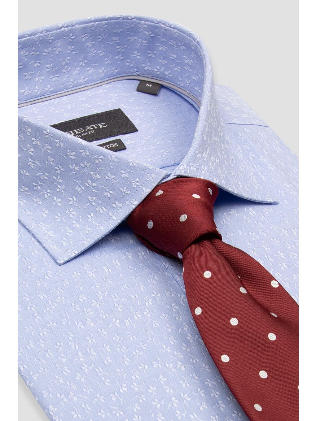 Donatello Jakar Pamuklu Slim Fit Açık Mavi Klasik Yaka Erkek Desenli %100 Pamuk Gömlek-6