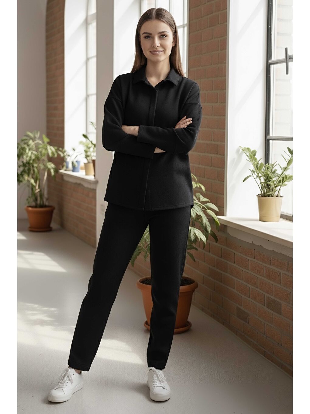 Geniş Kollu Modaal İkili Takım Siyah - 28059-SIYAH-1