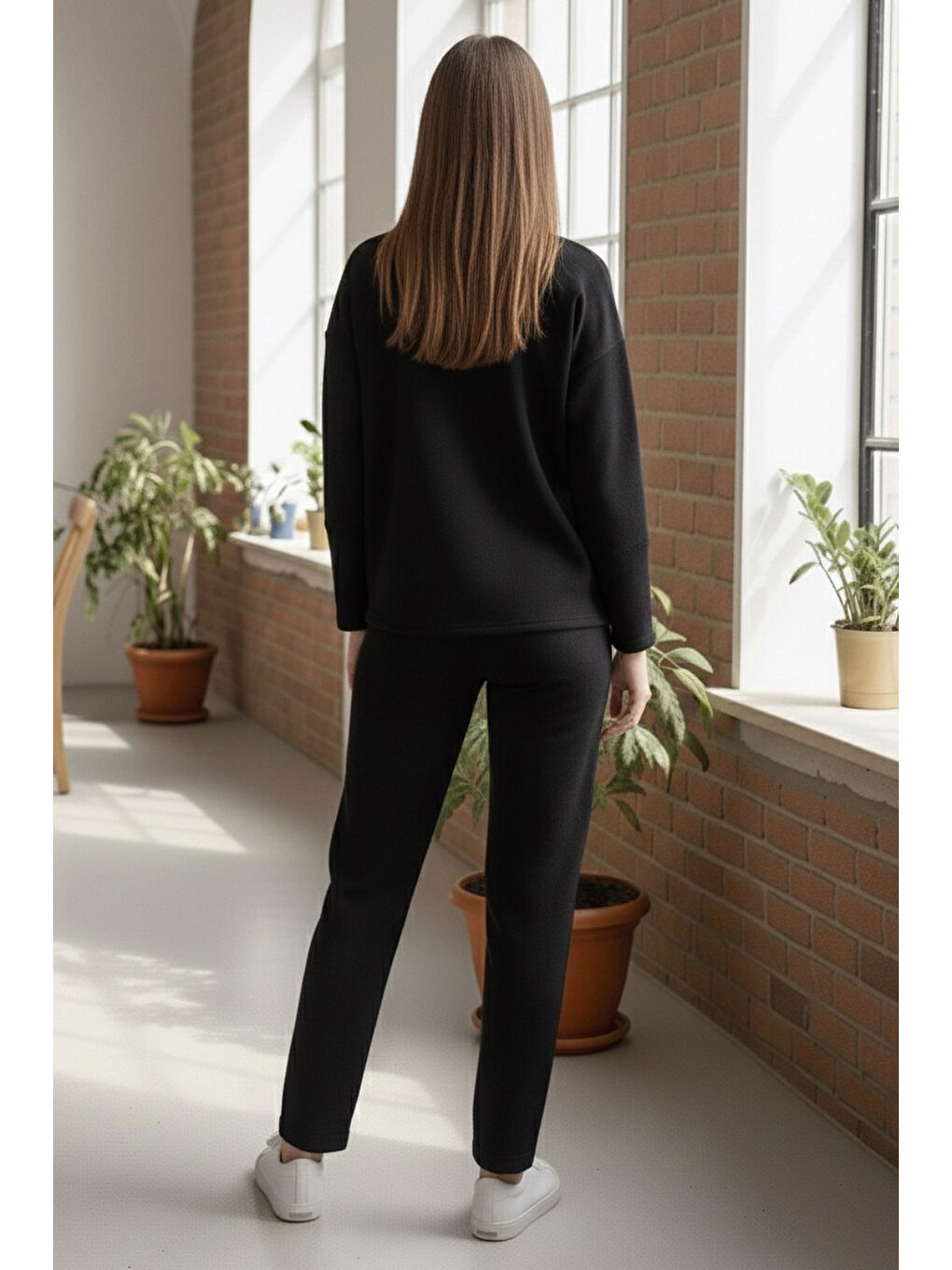 Geniş Kollu Modaal İkili Takım Siyah - 28059-SIYAH-2