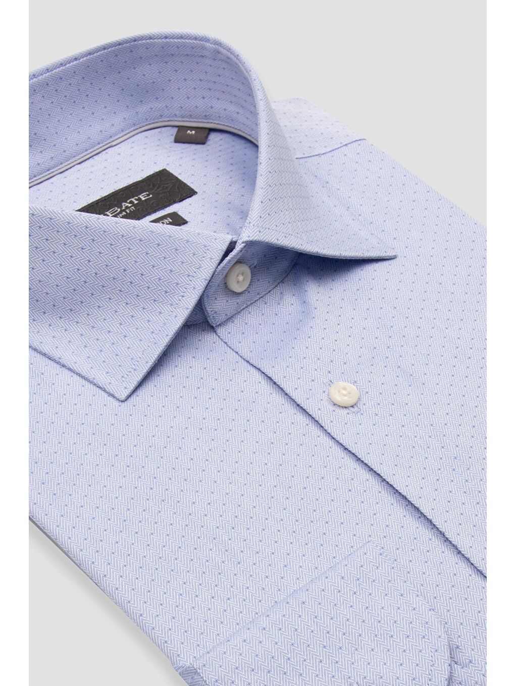 Donatello Armür Pamuklu Slim Fit Açık Mavi Klasik Yaka Erkek Desenli %100 Pamuk Gömlek-1