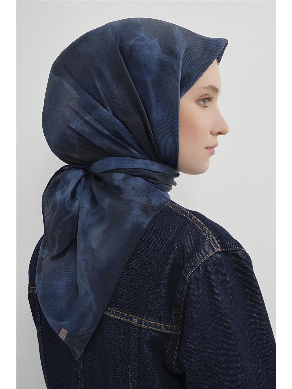 Lacivert Saf İpek Twill Eşarp 9501d 86-2