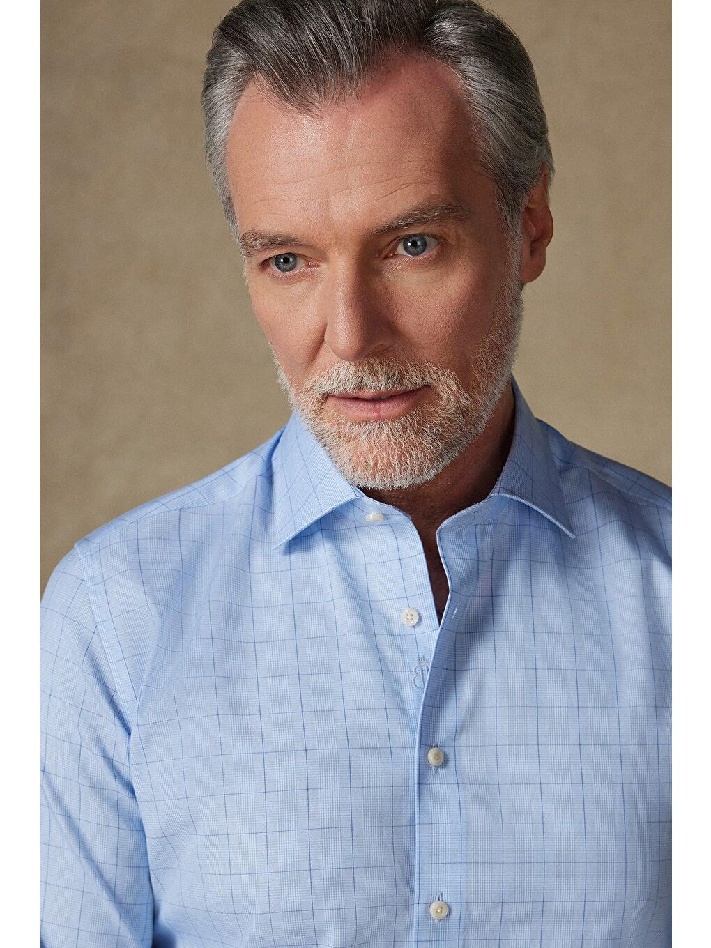 Donatello Poplin Pamuklu Slim Fit Açık Mavi Klasik Yaka Erkek Kareli %100 Pamuk Gömlek-3