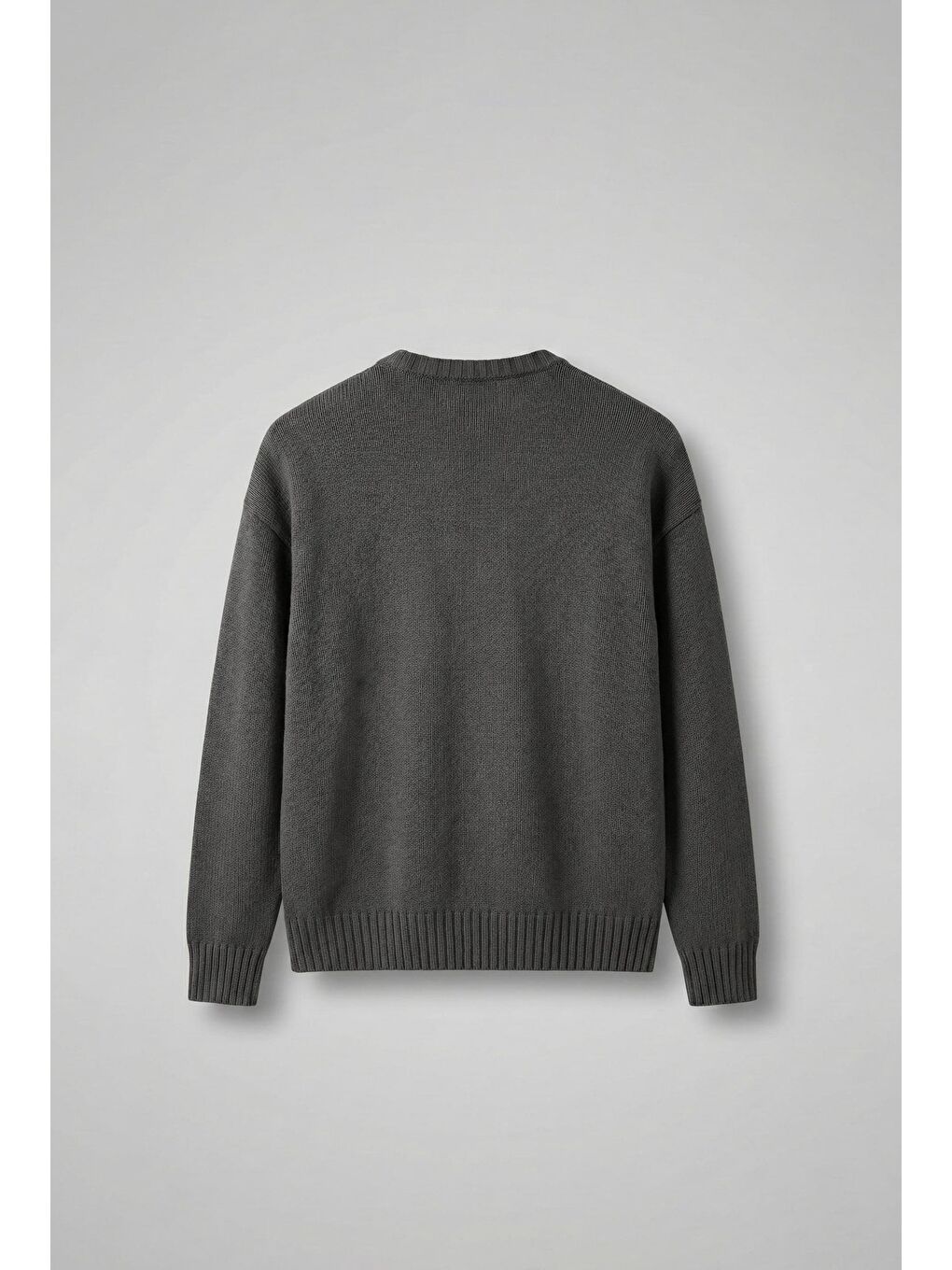 Erkek Oversize Essential Örme Kazak %100 Pamuk Gri-6