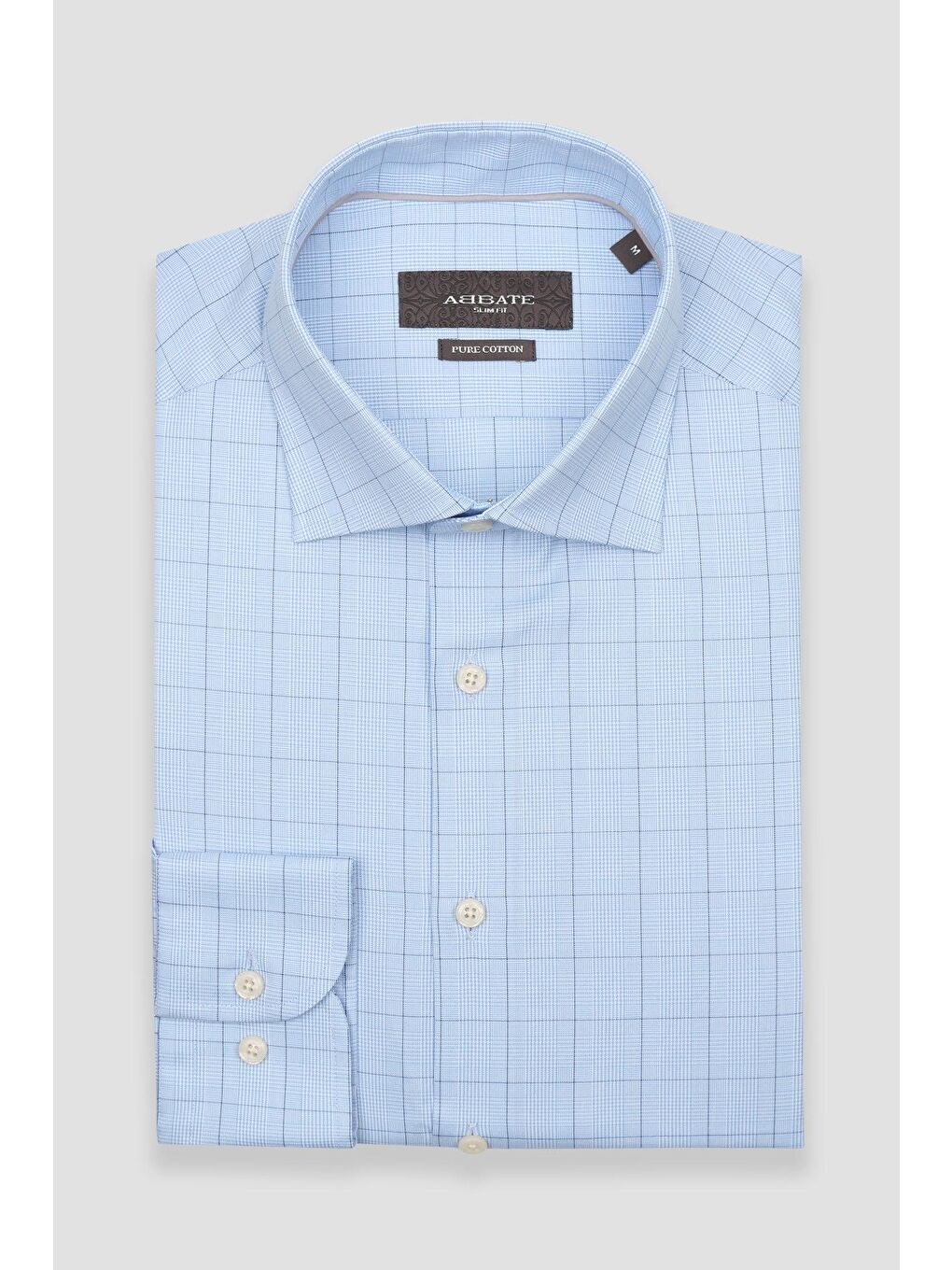 Donatello Poplin Pamuklu Slim Fit Açık Mavi Klasik Yaka Erkek Kareli %100 Pamuk Gömlek-4