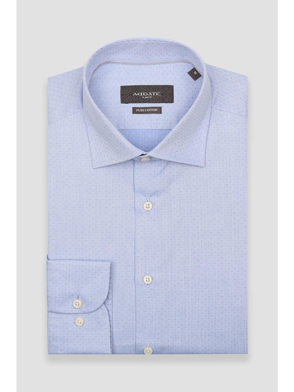 Donatello Armür Pamuklu Slim Fit Açık Mavi Klasik Yaka Erkek Desenli %100 Pamuk Gömlek-4