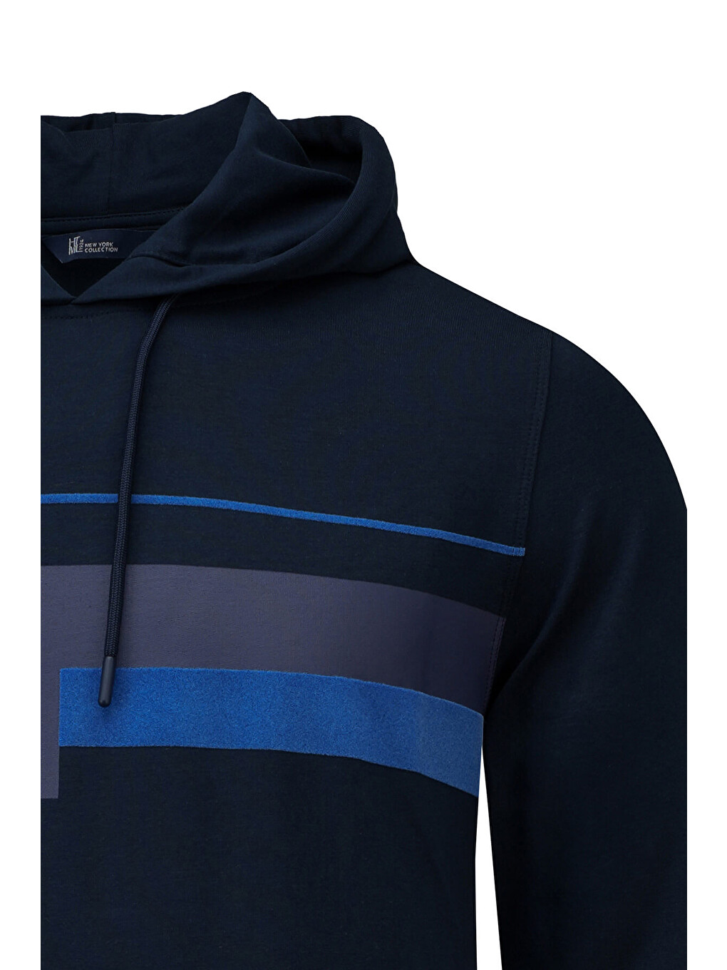 Lacivert Regular Fit Baskılı Kapüşonlu Sweatshirt-1