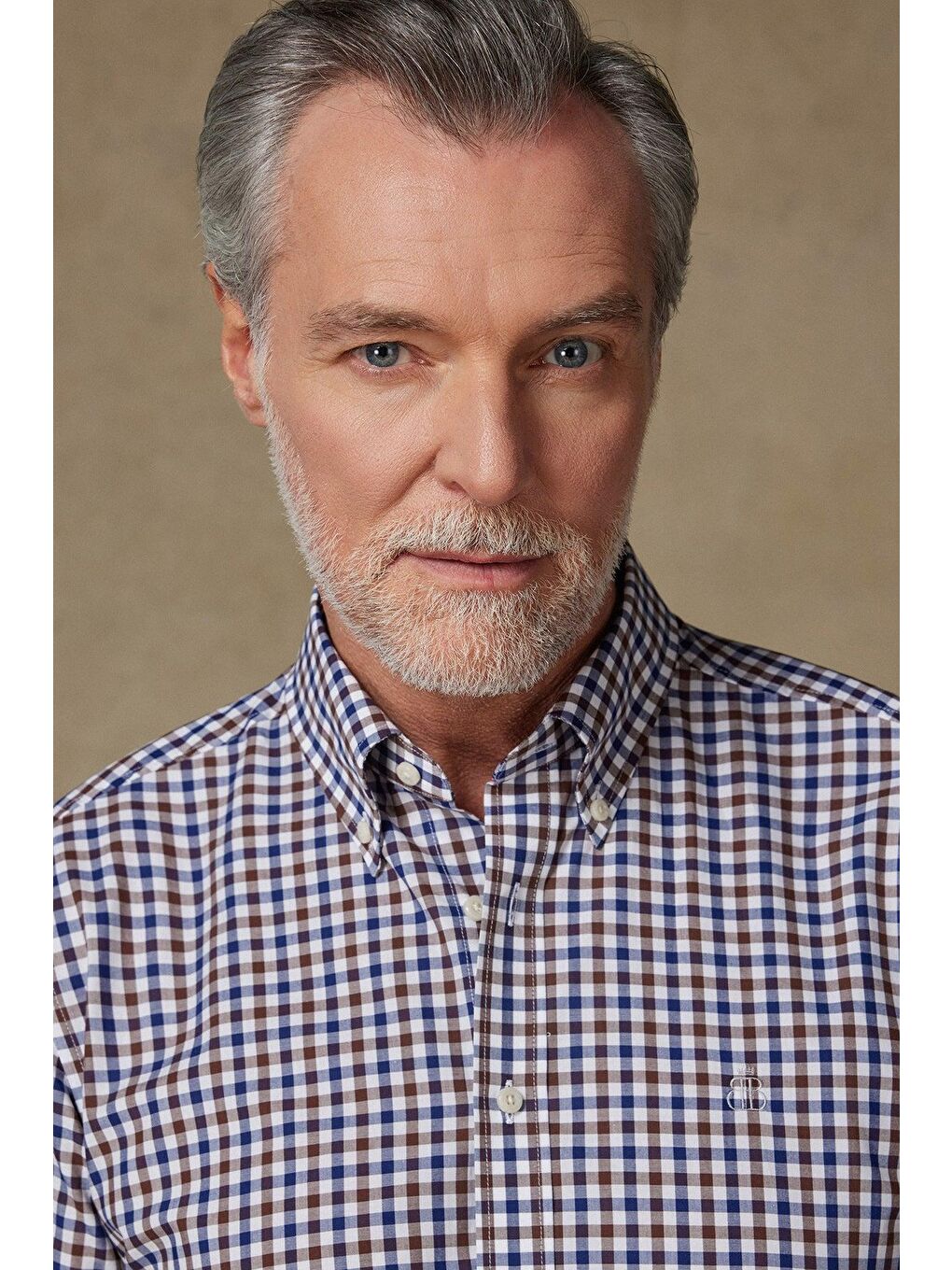 Dante Poplin Pamuklu Comfort Fit Kahverengi Düğmeli Yaka Erkek Kareli %100 Pamuk Gömlek-3