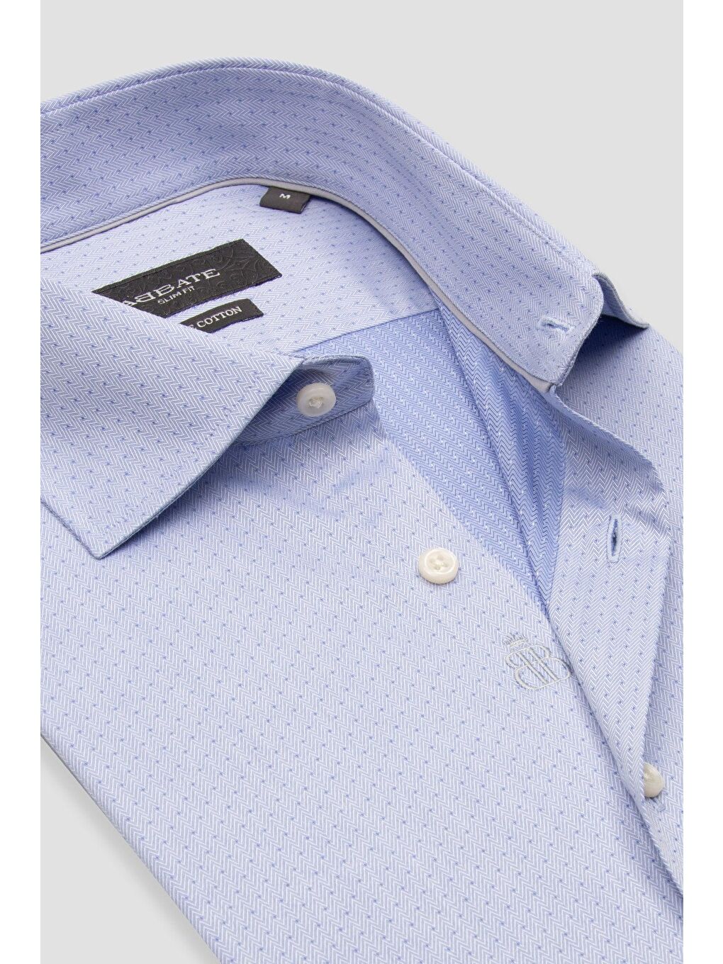 Donatello Armür Pamuklu Slim Fit Açık Mavi Klasik Yaka Erkek Desenli %100 Pamuk Gömlek-5