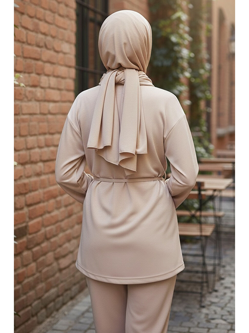 Ekru Ceket Pantolon Bluz Modal Üçlü Takım Krem - 28046-KREM-2