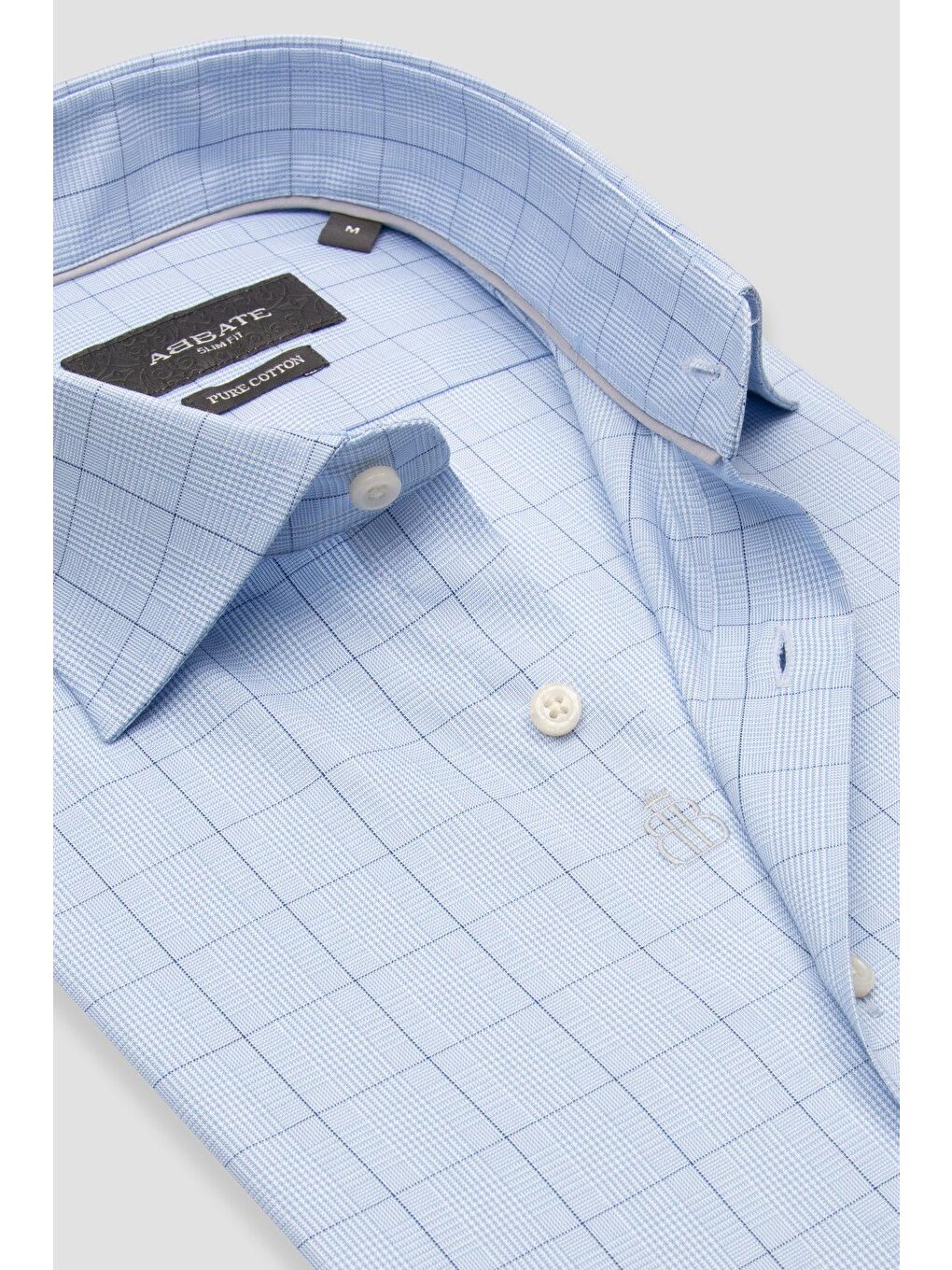 Donatello Poplin Pamuklu Slim Fit Açık Mavi Klasik Yaka Erkek Kareli %100 Pamuk Gömlek-5