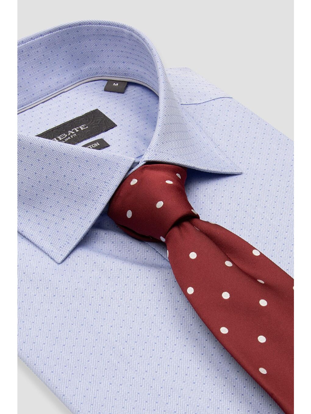 Donatello Armür Pamuklu Slim Fit Açık Mavi Klasik Yaka Erkek Desenli %100 Pamuk Gömlek-6