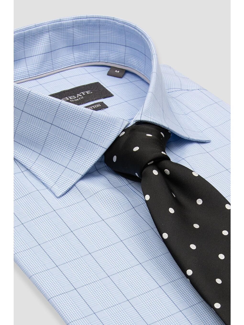 Donatello Poplin Pamuklu Slim Fit Açık Mavi Klasik Yaka Erkek Kareli %100 Pamuk Gömlek-6