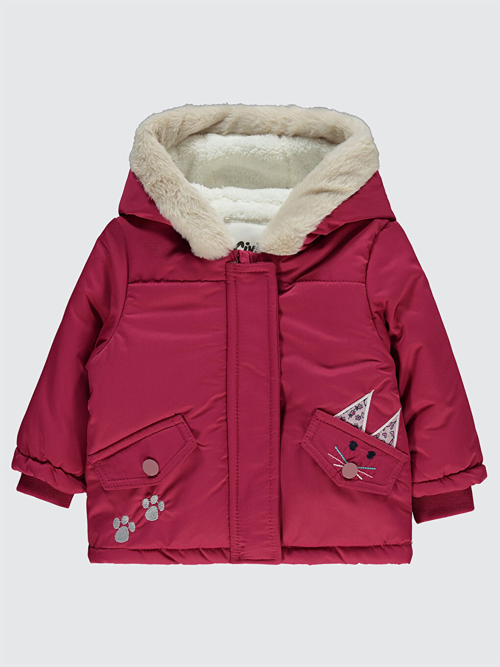 Bordo Baby Kız Bebek Mont 6-18 Ay Vişne