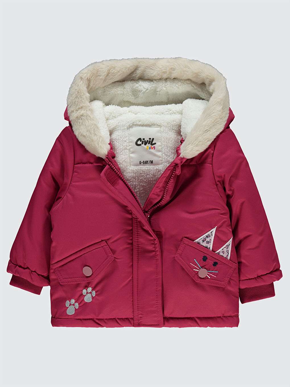 Bordo Baby Kız Bebek Mont 6-18 Ay Vişne-2