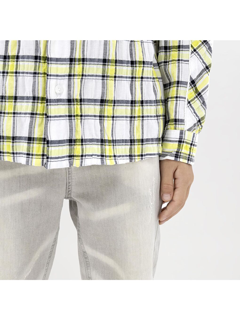 Gri Erkek Çocuk Yıkamalı Denim Pantolon-2