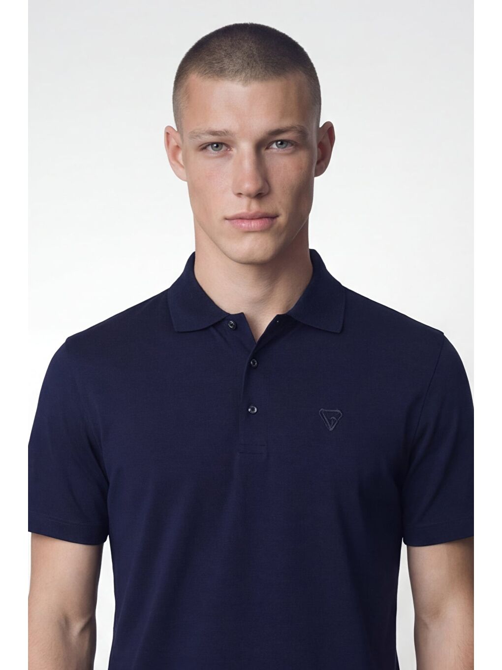 Giotelli Erkek Lacivert Dar Kesim Slim Fit %100 Pamuk Kısa Kollu Düğmeli Polo Yaka Tişört-1
