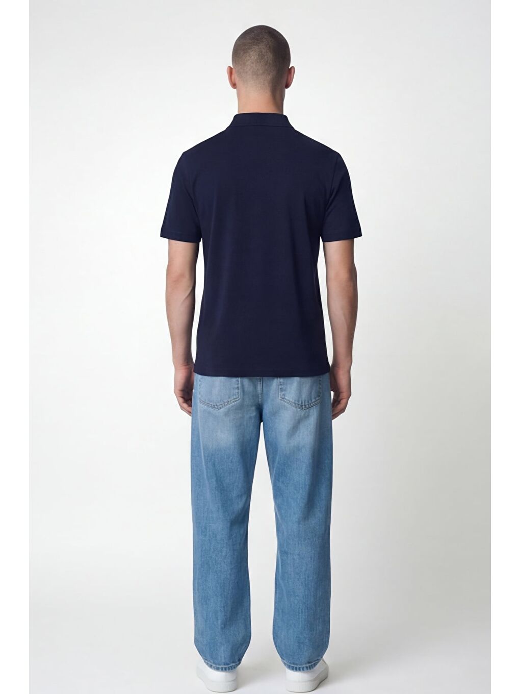 Giotelli Erkek Lacivert Dar Kesim Slim Fit %100 Pamuk Kısa Kollu Düğmeli Polo Yaka Tişört-4