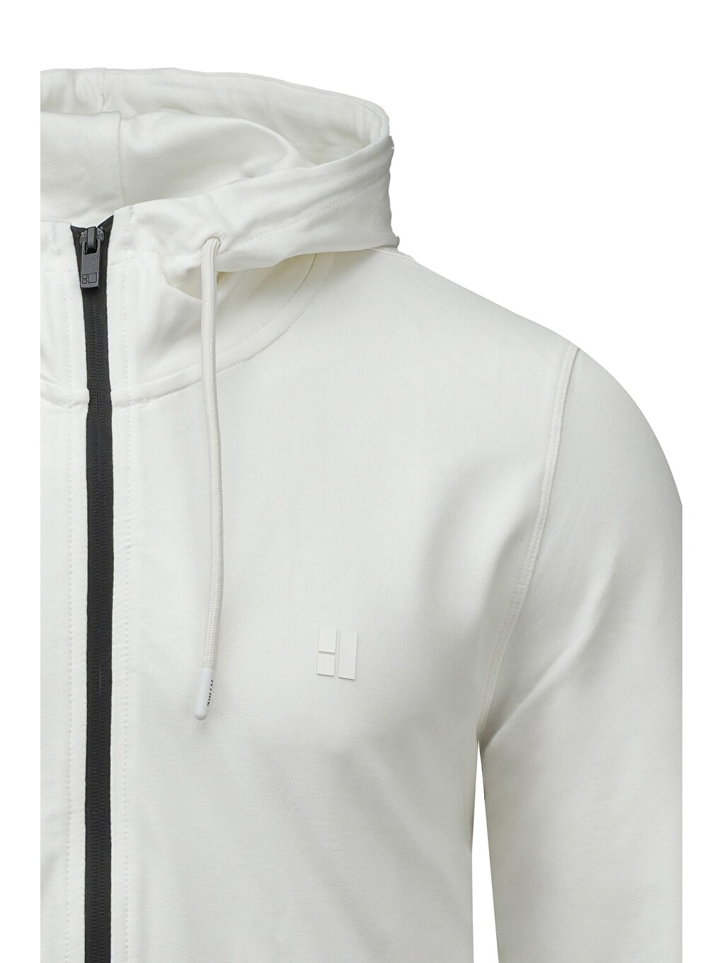 Beyaz Regular Fit Pamuklu Kapüşonlu Sweatshirt-1