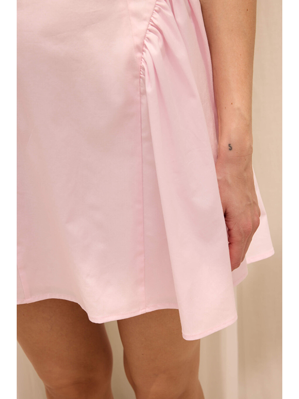 Leya Bağlamalı Pembe Mini Elbise-7