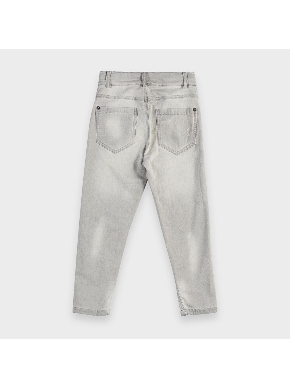 Gri Erkek Çocuk Yıkamalı Denim Pantolon-5