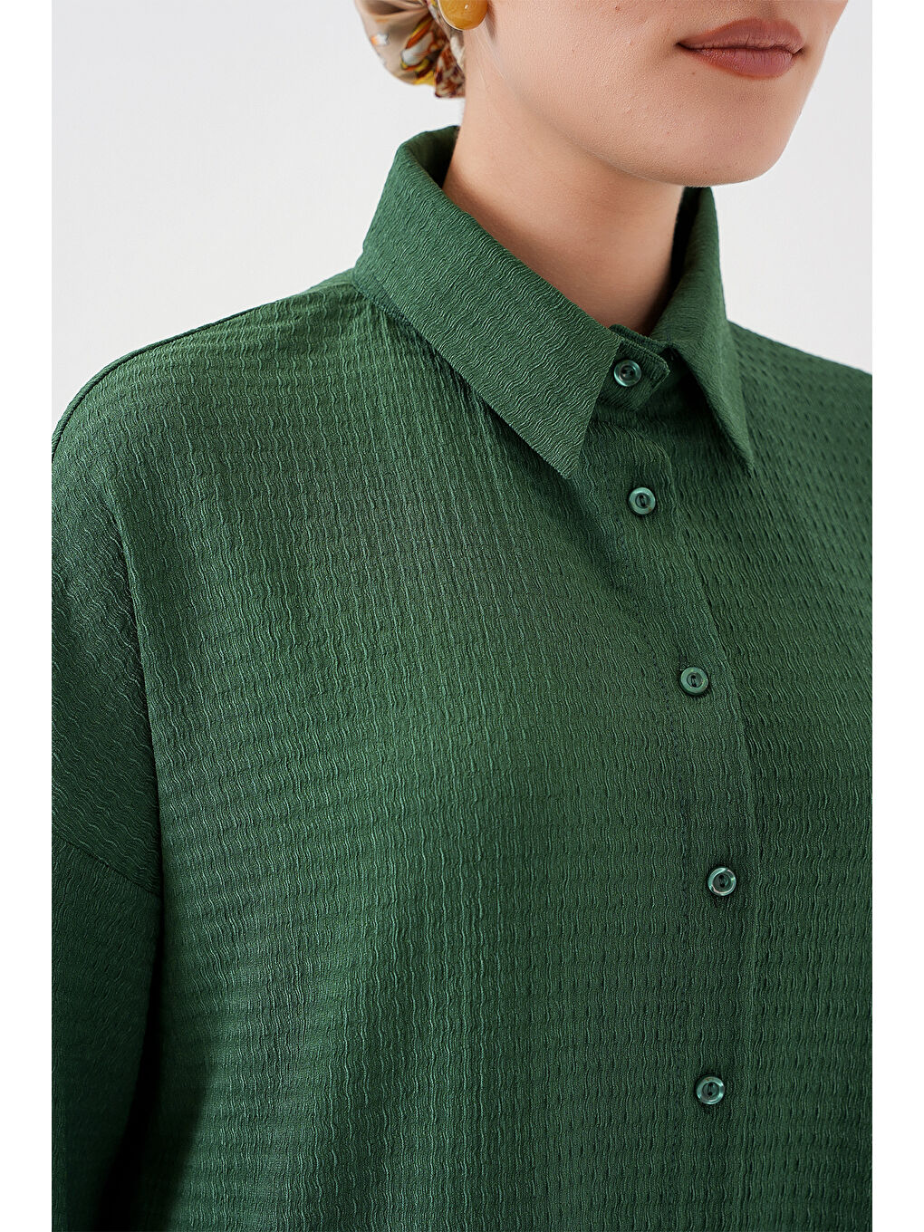 Kadın Örme Tesettür Alt Üst Takım 6711 - Zümrüt Yeşili-4