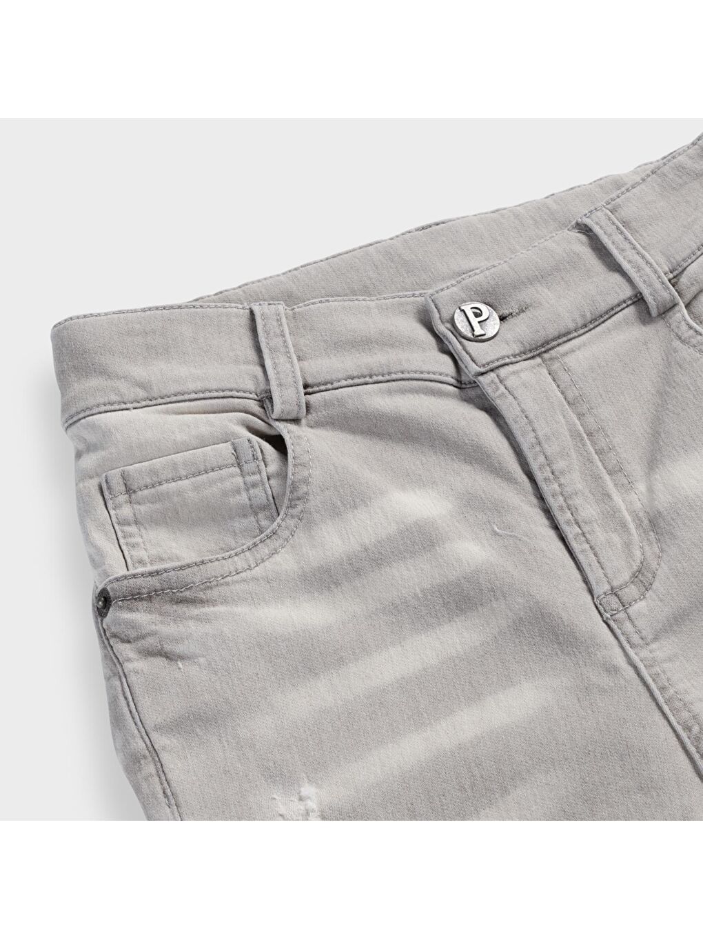 Gri Erkek Çocuk Yıkamalı Denim Pantolon-6