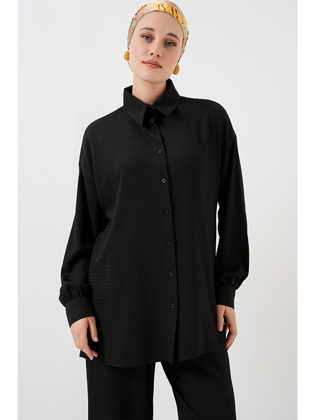 Kadın Örme Tesettür Alt Üst Takım 6711 - Siyah-1