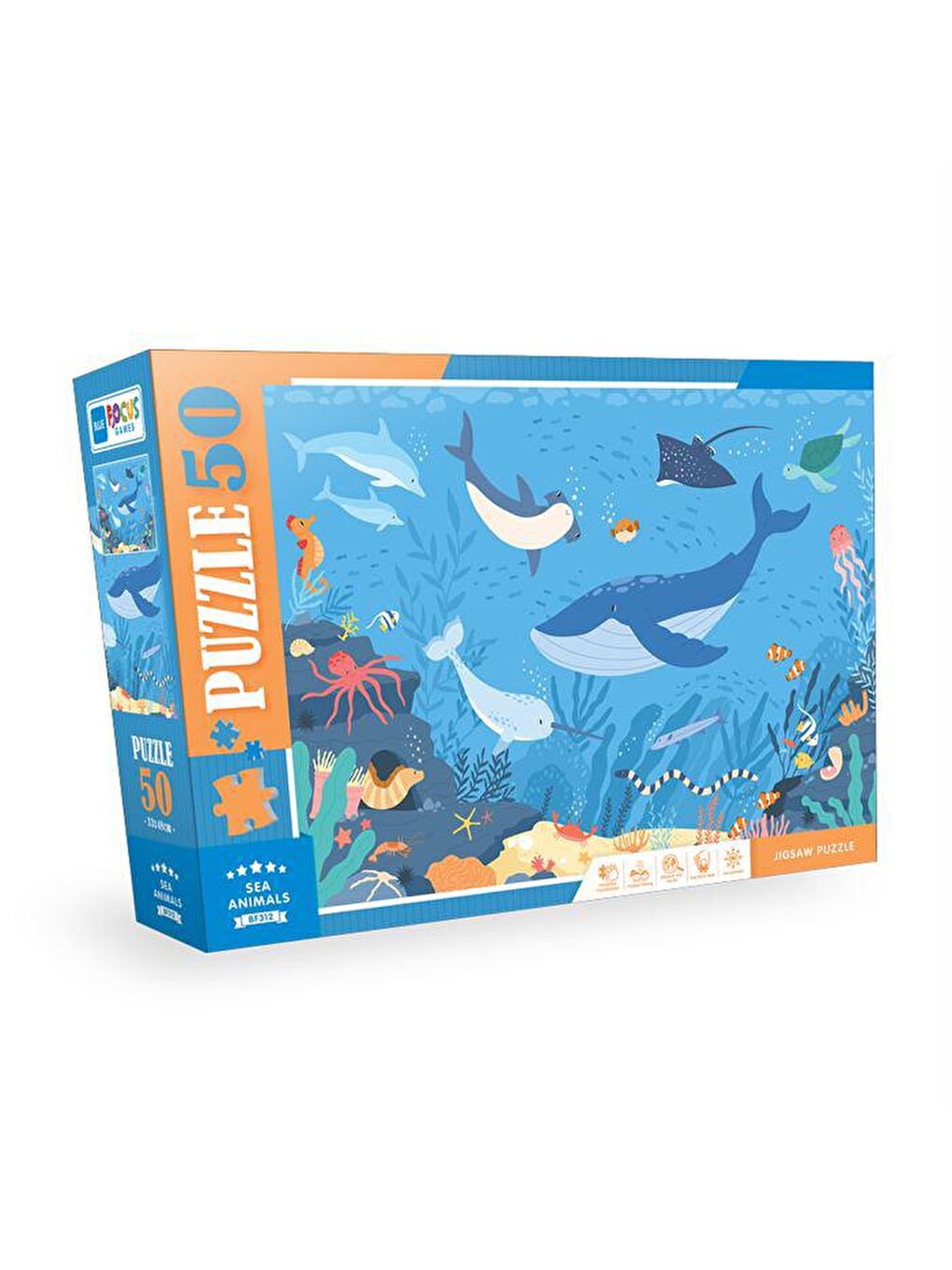 Blue Focus Karışık 50 Parça Puzzle Sea Animals (Deniz Hayvanları)