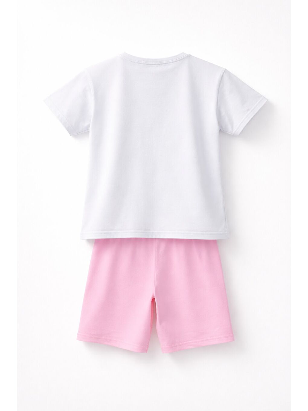 Pembe Baskılı Simli Kız Çocuk Tişörtlü Şortlu Takım 23794-3